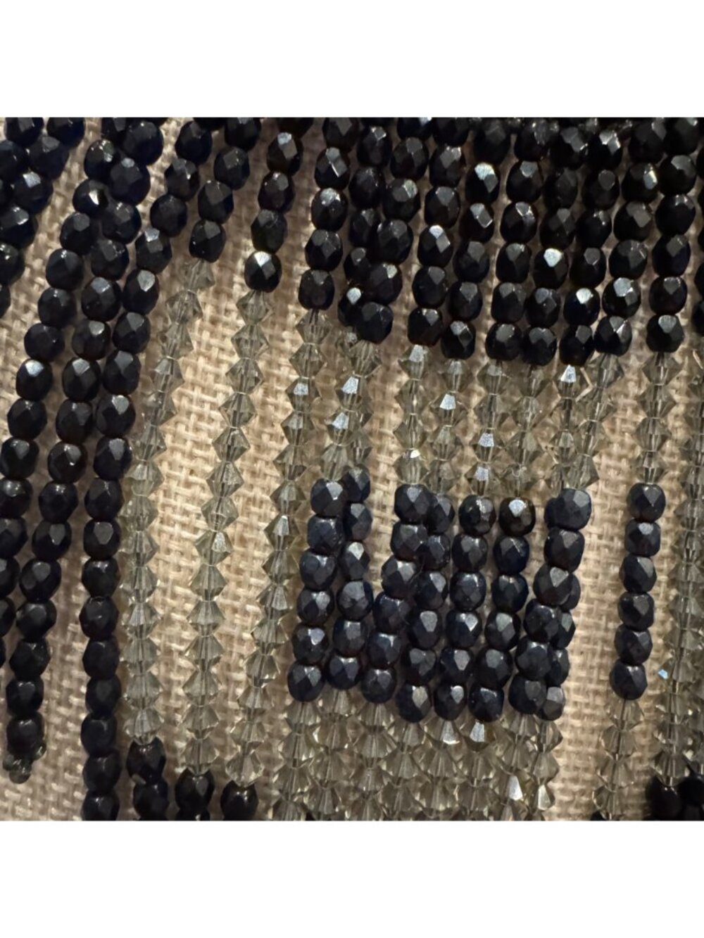 Black Beaded Fringe Bib Statement Necklace By Robert Rose - Picture 4 of 10